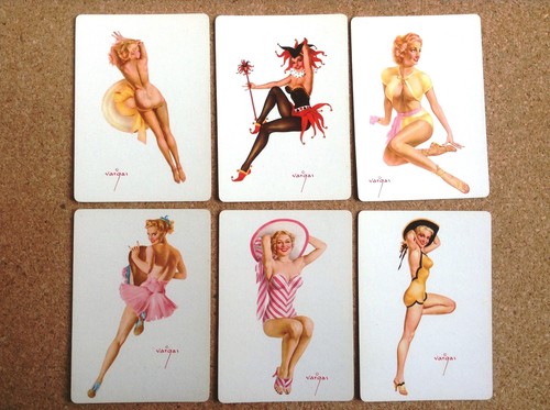 Six small vintage burlesque - -,