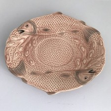 Vintage Melba Ware Wain & Sons Longton Pink Fish Sauce Plate / Stand  1930's