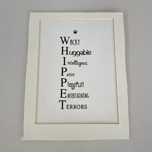 Whippet typography dog paper - whippet,