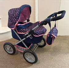 Bayer Xeo Doll Pram Navy Pink
