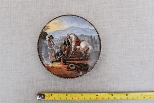 Prattware antique pot lid - prattware,