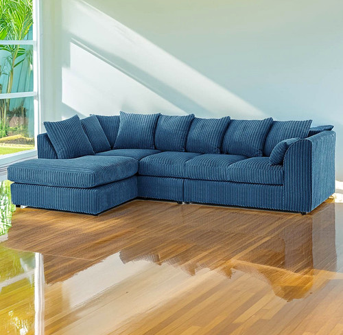 Blue corduroy striped shaped - blue,