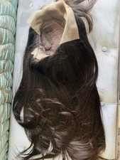 Lydia straight fringe long 24inch lace front 100% Brazilian Human Hair Wig 