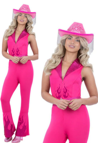 Pink cowgirl costume ladies - pink,