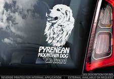 Pyrenean Mountain Dog - Car Window Sticker - Great Pyrenees Dog on Board Sign