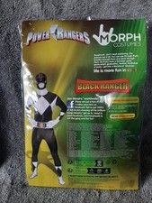 Black Power Ranger Morphsuit Men`s Superhero Fancy Dress Costume Size Children L