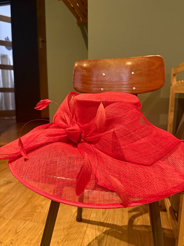 Hat box women - red, sinamay