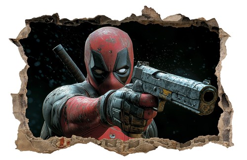 Deadpool hole the wall - deadpool, art