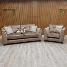 Furniture Village ‘Mariah’ 3 Seater Sofa + Chair Chocolate Velvet RRP £2700 NEW