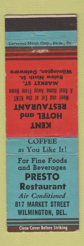 Matchbook cover presto - matchbook,