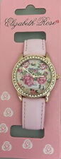 Elizabeth Rose Floral Classic Pink Faux Leathe Strap Ladies Quartz Watch