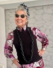 Iris Apfel x H&M HM Long Black Chain Statement Necklace Authentic Very RARE Item