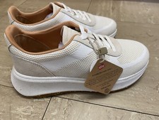 Fitflop UK 3 F Mode Knit Flatform Sneakers Urban White/ Beige Trainers Sneakers