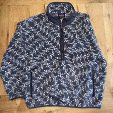Patagonia Synchilla Fleece jacket Large Blue  Grey Pattern Excellent Condition