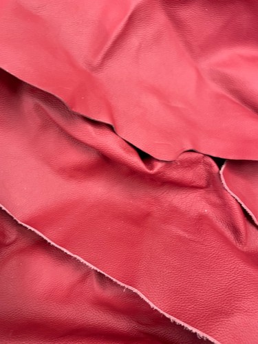 Red upholstery leather scraps - leather,