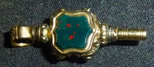 Georgian gold watch key fob set with blood stone & other 30mm