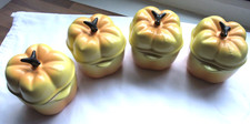 4 Le Creuset Yellow Bell Pepper Stoneware Cocotte Mini Ceramic Casserole Dishes.