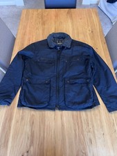 Barbour Binder International Wax, Black, Sherpa Fur Collar Jacket, Size XL