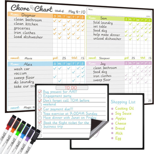 Magnetic dry erase chore - magnetic, chart