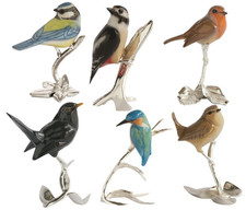 Bird Ornament Silver Plated 6 Assorted Birds Nature's Realms Gift Boxed