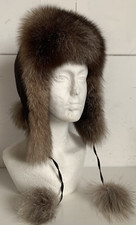 Real Arctic Brown Fox Fur Womens Trapper Hat Size Medium / Large   BNWOT  New