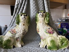 large staffordshire dogs stunning green limoge design vintage