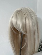 24 Inches Platinum Blonde Synthetic Heat Resistant Layered Wig With Fringe