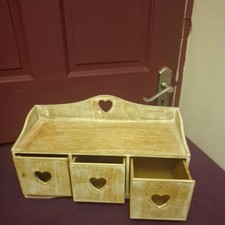 3 Drawer Table-Top Desk Tidy - Jewellery Box - Shabby Chic