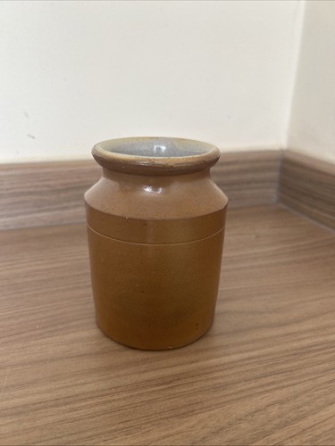 Vintage stoneware brown pot - vintage,