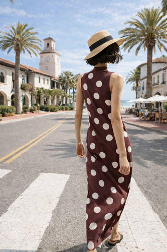 Zara long sleeveless brown - long, /