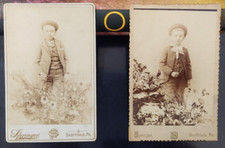 YOUNG BOYS IN HATS AND SUITS