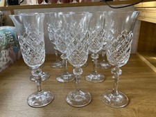 10 x Wine/Champagne Crystal Glasses believed to be Bohemia Crystal