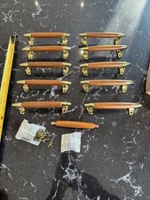 10 Rare Mid Century 50s 60s Torpedo Cabiware Walnut Drawer pulls-unused-orig.box