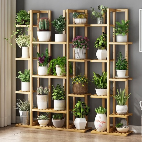 Bamboo plant stand - stand, multiple