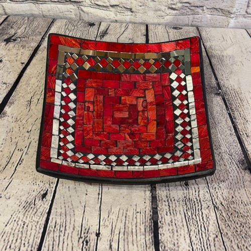 25cm red square mirror mosaic - 25cm,
