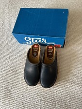 Pair of navy leather wooden