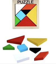 1x Wooden 7 piece Tangram Puzzle Set by Henbrandt
