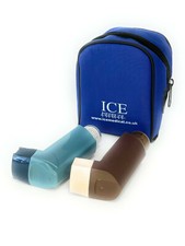 Royal Blue ICE Medical 2 Inhaler Medication Bag Case (Small) - Asthma, Travel,
