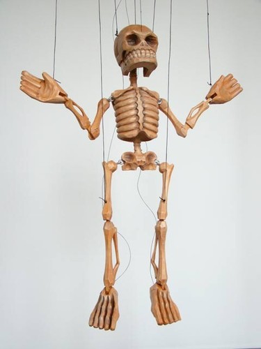 Czech folk art puppet skeleton - folk,