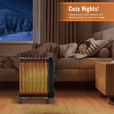 Oil Filled Radiator, 2500W/2.5KW - 11 Fin - Portable Electric Heater, 3 Power Se