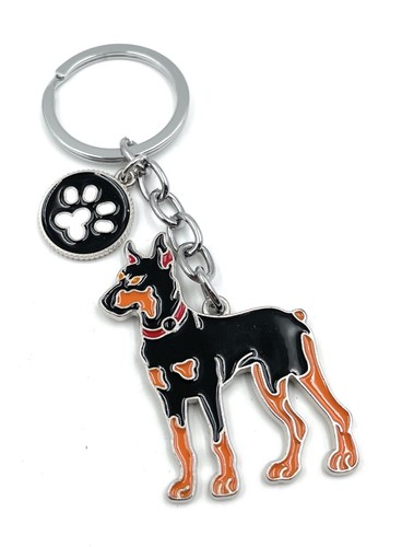 Dobermann dog keychain made - keychain, of