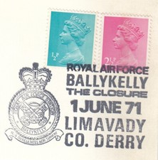 2.5p 0.5p GB Used RAF Ballykenny Limavady County Derry 1971 ON PIECE (146852)