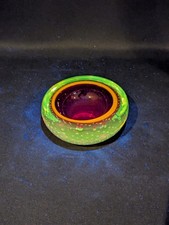 Vintage UV Reactive Whitefriars Ruby Red Controlled Bubble Art Glass Dish Bowl