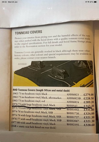 Mgb tonneau cover black vinyl - mgb,