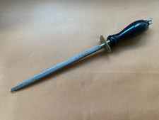 Vintage knife sharpener Steel black wooden handle forged steel made in England