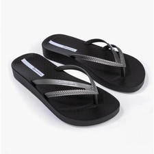 Ipanema BOSSA SOFT Womens Platform Vegan Flip-Flops Gun Black