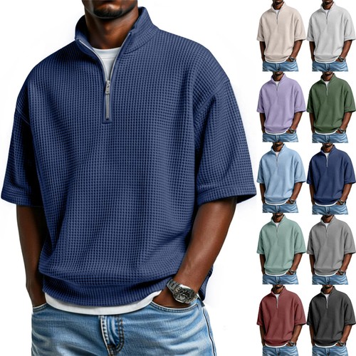 Men zip neck - tops, loose