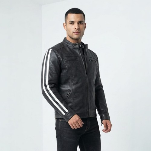 Mens black leather - mens, cafe