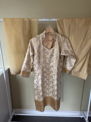 Gold cream salwar - gold, kameez