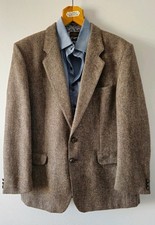 StMichael Mens 44"S Brown Herringbone Tweed Blazer Woolen Sports Jacket 0735